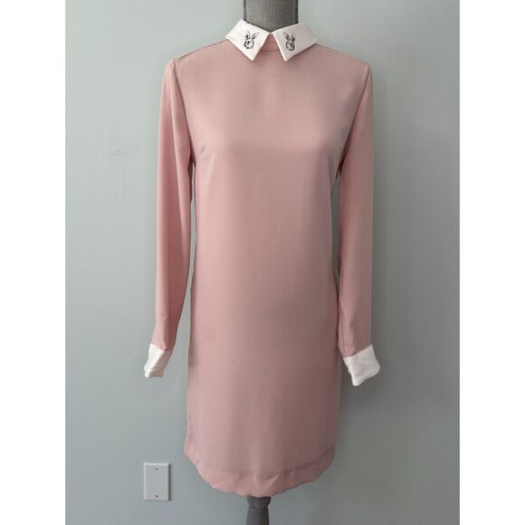 Victoria Beckham x Target Blush Pink Bunny Collared Long Sleeve Dress size Small - Picture 1 of 7
